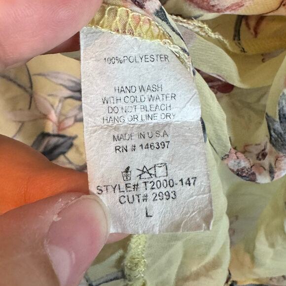 Olive Tree Yellow Floral Print Short Sleeve Sheer Cardigan Size Large - Picture 5 of 5